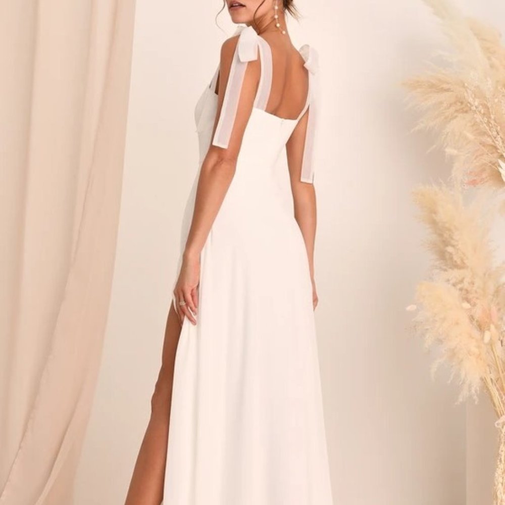 White Maxi Dress For A Bride- Lulu's Radiant Romance White Tie-Strap Maxi Dress